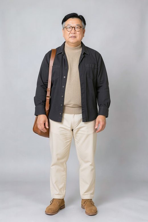 체격 있는 체형에 입힌 같은 코디